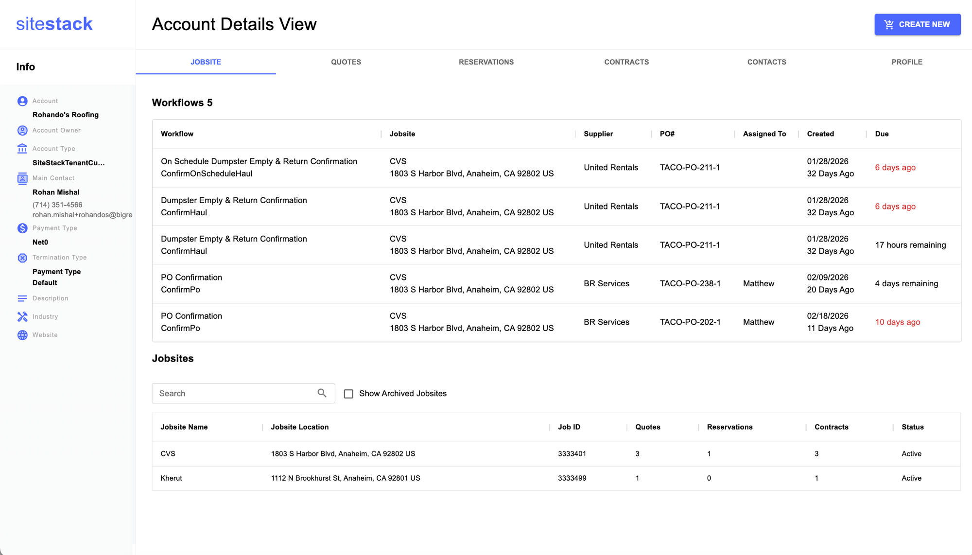 Account Details Summary